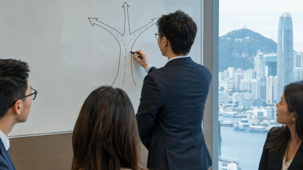 流程圖：用「重複還是需要判斷」的問題把任務分流到 API 自動化、平台 AI 或人工