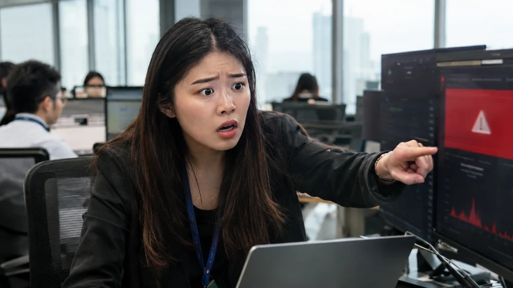 場景圖：香港數碼營銷團隊在辦公室看着自動化儀表板處理廣告帳戶告警