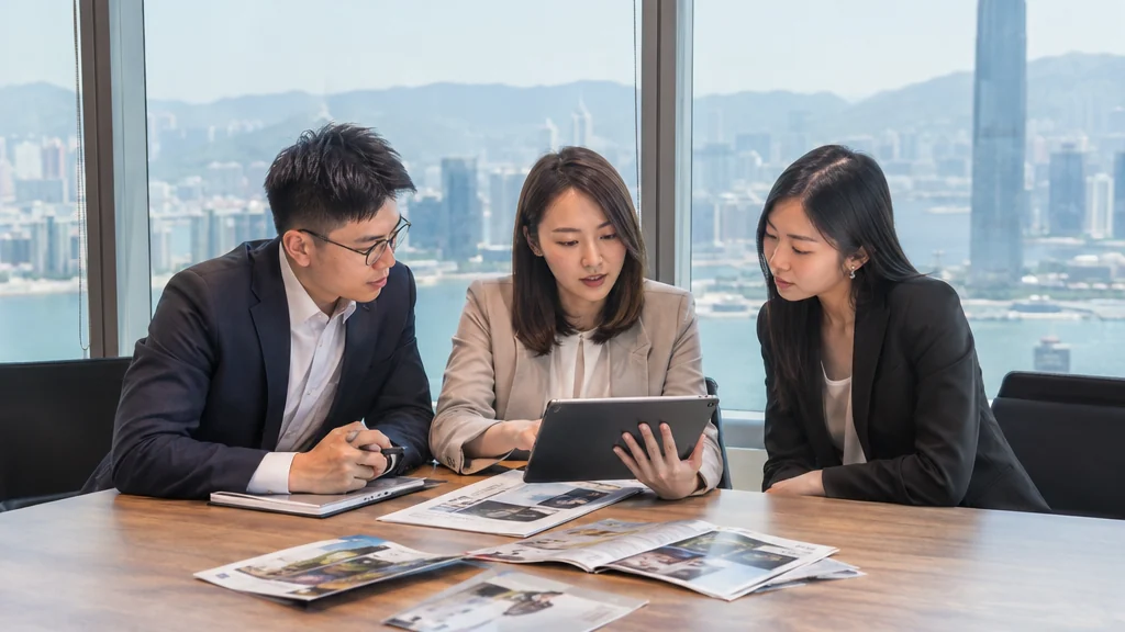 香港公司採購人員在會議中比較軟件授權方案的場景