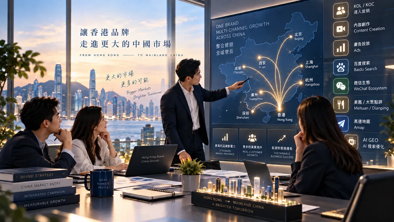 中國市場推廣策略規劃：香港品牌整合小紅書、抖音、微信、百度、美團、高德地圖及內地 AI 搜尋的全域增長方案